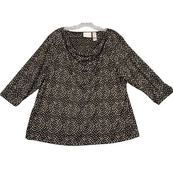 First Issue Tops - First Issue Blouse Women's Size 18-20W Cowl‎ Neck Black Tan Geometric Print